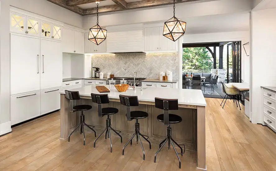 Johnson Hardwood Olde Tavern Bellini Laminate Flooring, installed in a room