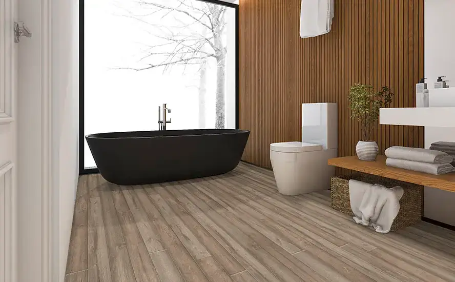 Johnson Hardwood Public House French 75 SPC Flooring, installed in a room