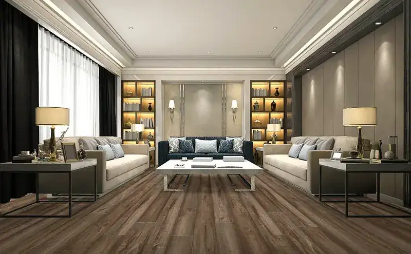 Johnson Hardwood Public House Sidecar SPC Flooring, installed in a room