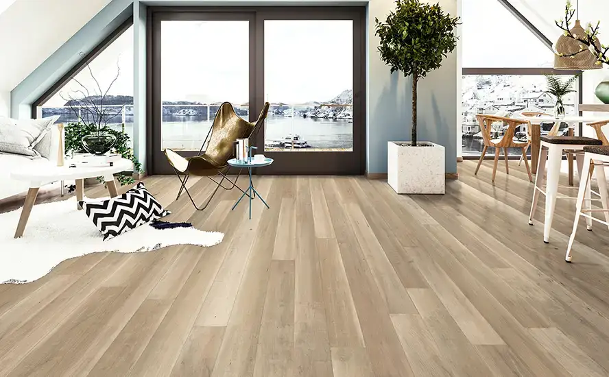 Johnson Hardwood Saga Villa Luna Maple Engineered Hardwood, installed in a room