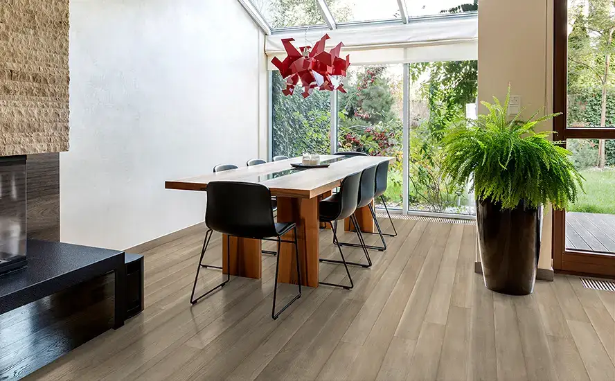 Johnson Hardwood Saga Villa Eclipse Maple Engineered Hardwood, installed in a room
