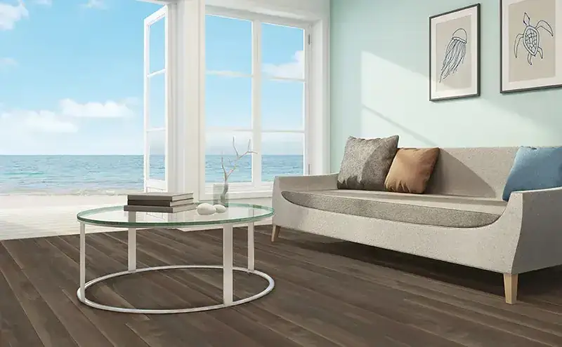 Johnson Hardwood Saga Villa Midnight Maple Engineered Hardwood, installed in a room