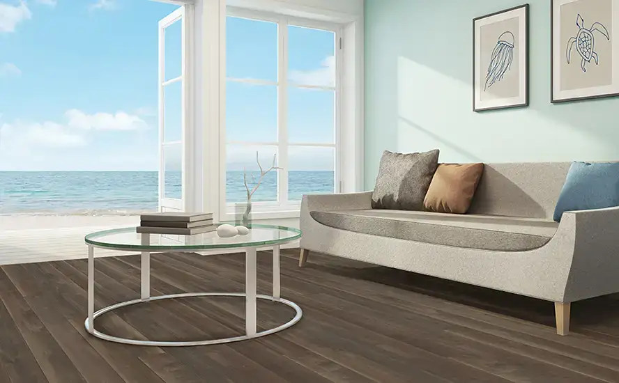 Johnson Hardwood Saga Villa Midnight Maple Engineered Hardwood, installed in a room
