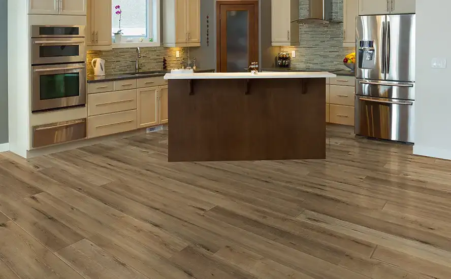 Johnson Hardwood Skyview Lightning SPC Flooring, installed in a room