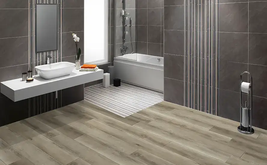 Johnson Hardwood Skyview Nimbus SPC Flooring, installed in a room