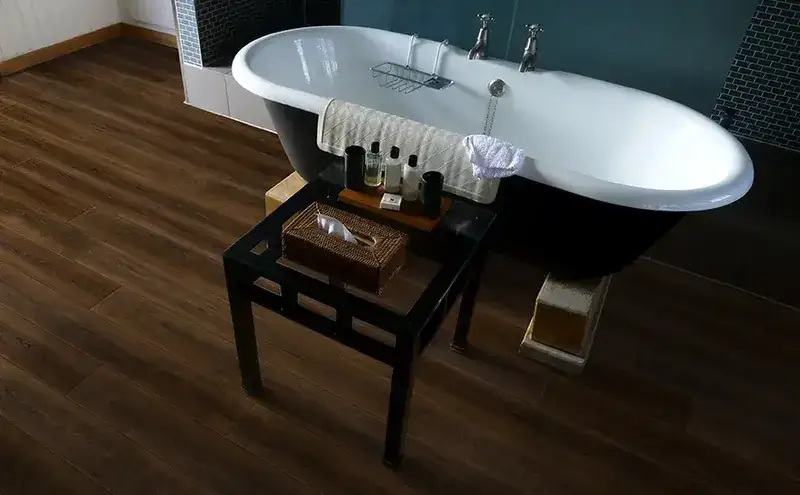 Johnson Hardwood Skyview Aurora SPC Flooring, installed in a room