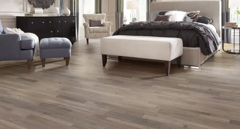 Mannington Bengal Bay Random Salt Bengali Engineered Hardwood, installed in a room