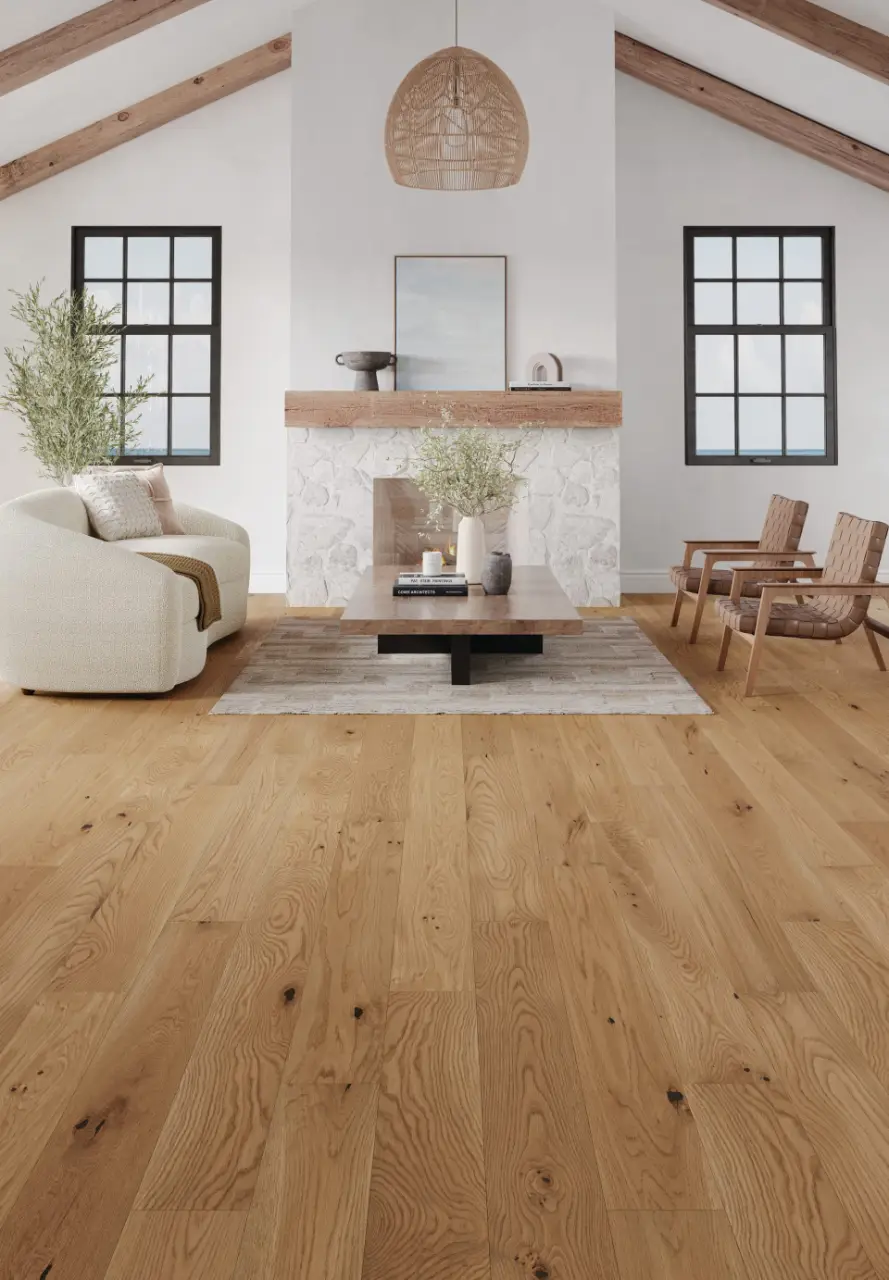 Mannington Chateau Crepe White Oak Engineered Hardwood, installed in a room