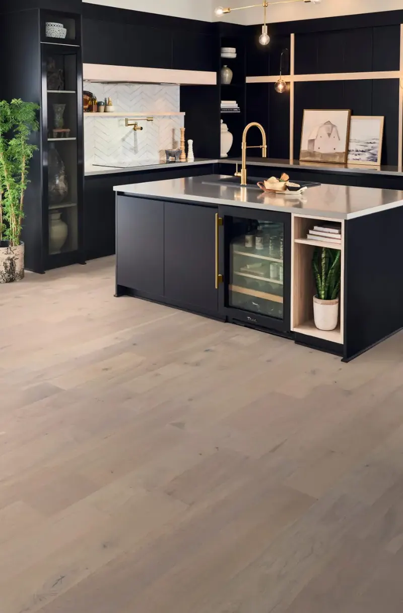 Mannington Park City Snowcap White Oak Engineered Hardwood, installed in a room