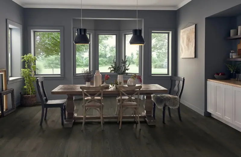 Mannington Prospect Park Stone White Oak Engineered Hardwood, installed in a room