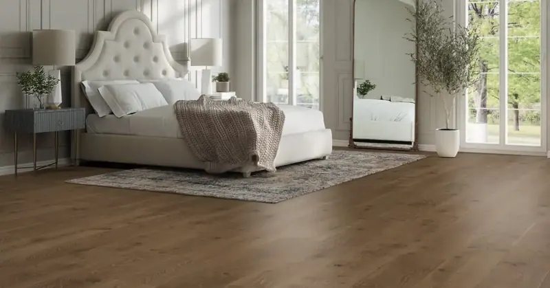 Mannington Prospect Park Trail White Oak Engineered Hardwood, installed in a room