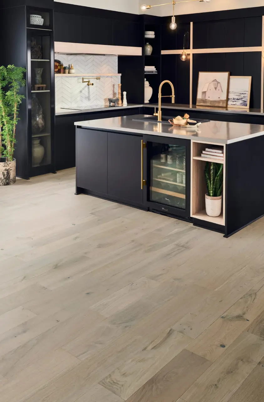 Mannington Park City Wintry White Oak Engineered Hardwood, installed in a room