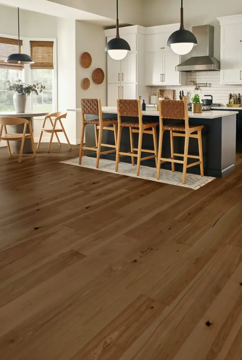 Mannington Forest Park Trail Hickory Engineered Hardwood, installed in a room