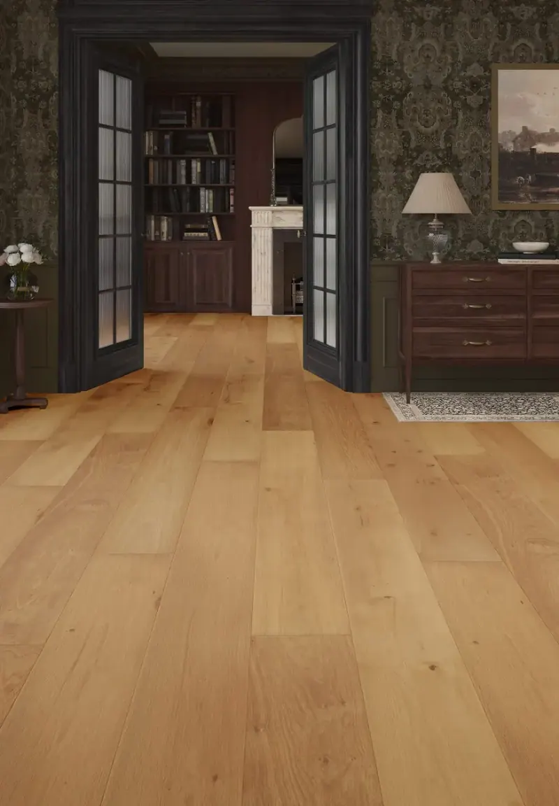 Mannington Inferno Ember European White Oak Engineered Hardwood, installed in a room