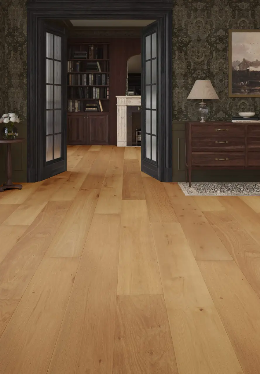 Mannington Inferno Ember European White Oak Engineered Hardwood, installed in a room