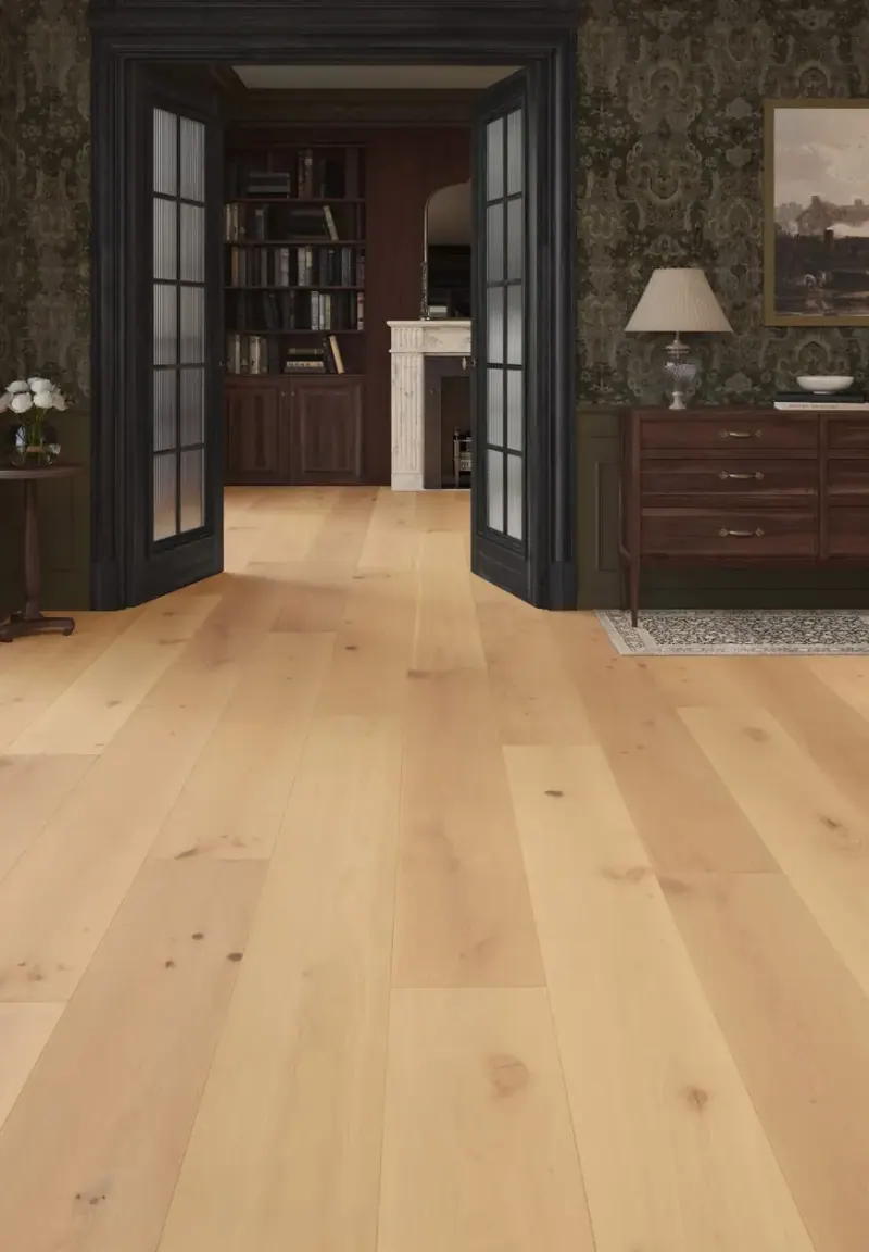 Mannington Inferno Kindle European White Oak Engineered Hardwood, installed in a room