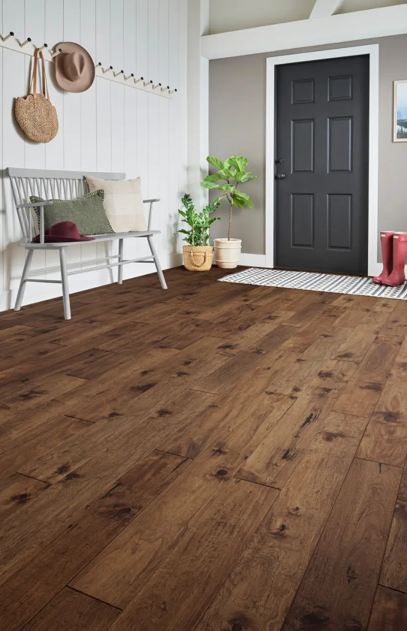 Mannington Kodiak Fawn White Teak Engineered Hardwood, installed in a room