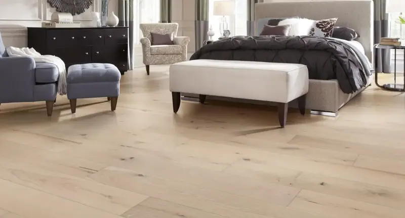 Mannington Monogram Crema White Oak Engineered Hardwood, installed in a room