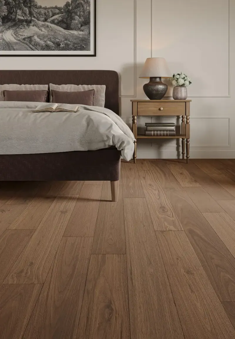 Mannington Artisan Walnut Natural Engineered Hardwood, installed in a room
