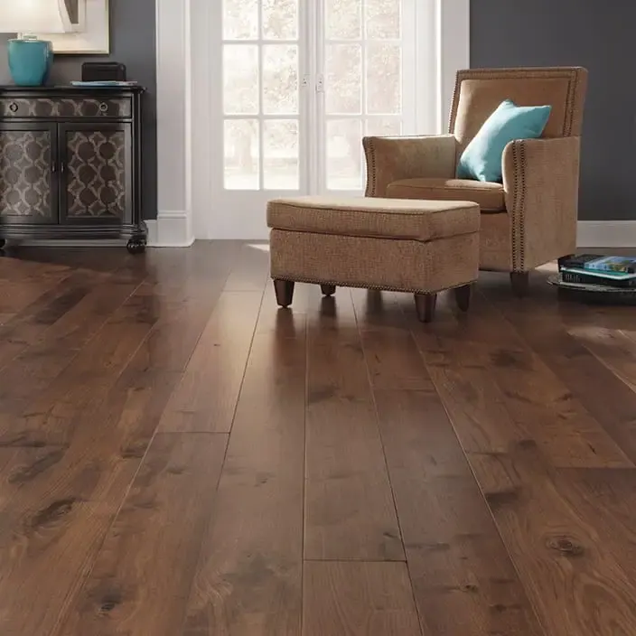 Mannington Bastille Tawny Walnut Engineered Hardwood, installed in a room