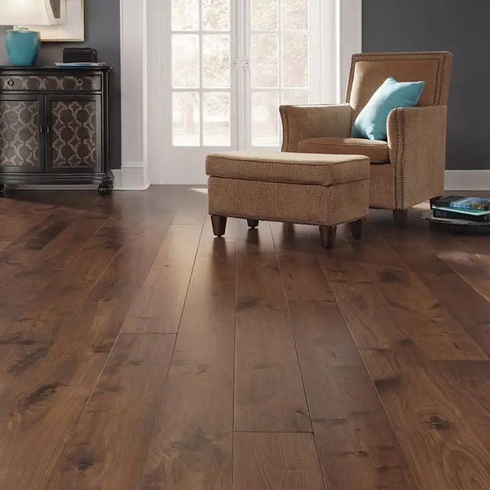 Mannington Bastille Tawny Walnut Engineered Hardwood, installed in a room