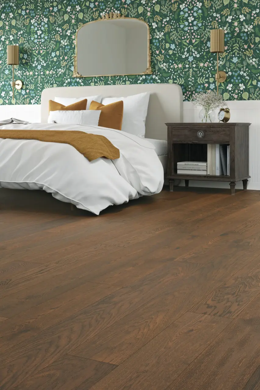Mannington Momentum Saddle White Oak Engineered Hardwood, installed in a room