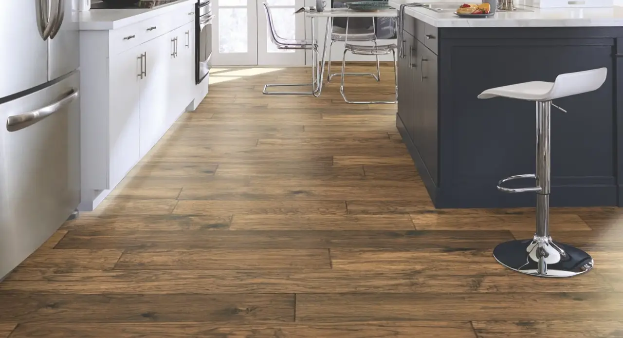 Mannington Mountain View XL Bark Hickory Engineered Hardwood, installed in a room
