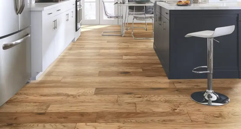 Mannington Mountain View XL Champagne Hickory Engineered Hardwood, installed in a room