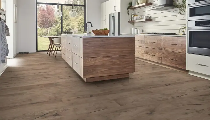 Mannington Pacaya Mesquite Sediment Shiranga Engineered Hardwood, installed in a room