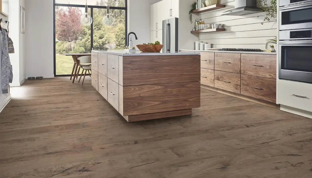 Mannington Pacaya Mesquite Sediment Shiranga Engineered Hardwood, installed in a room