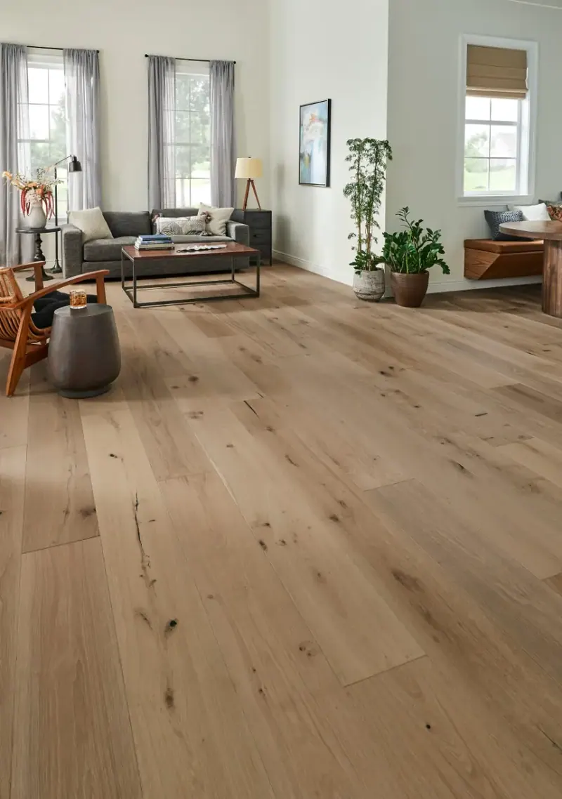 Mannington Sanctuary Dune White Oak Engineered Hardwood, installed in a room