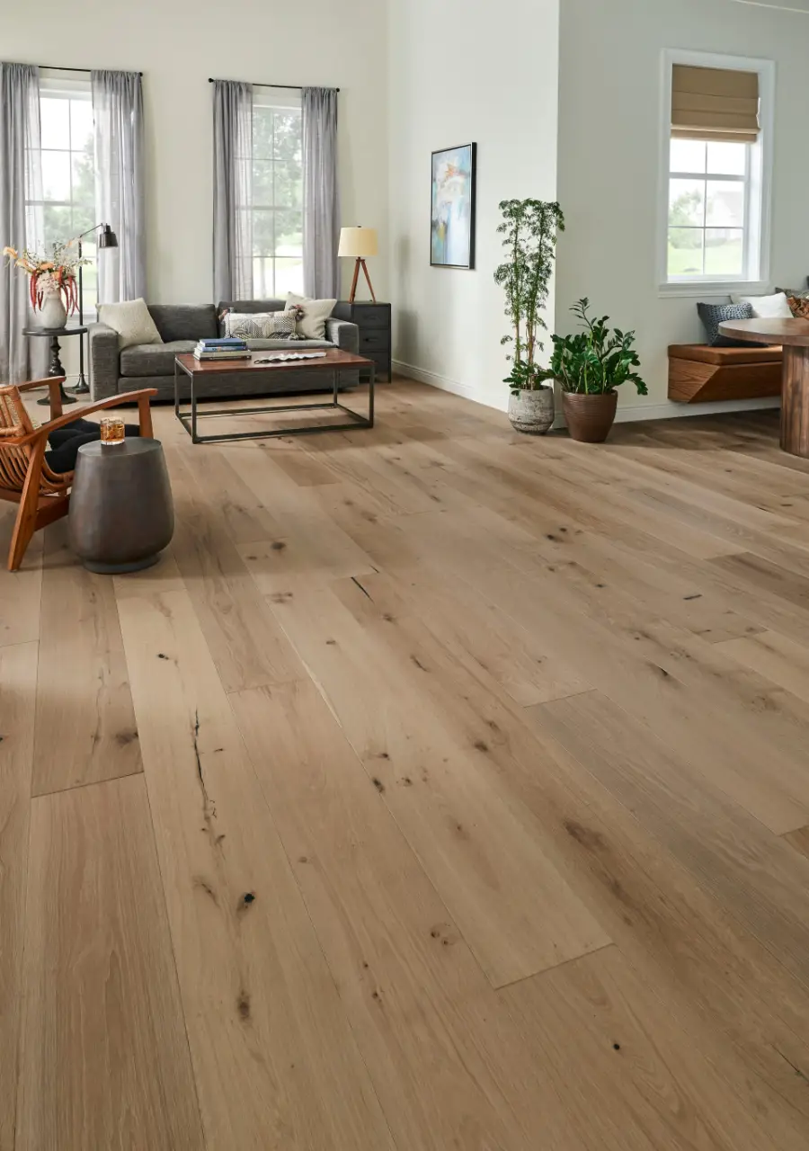 Mannington Sanctuary Dune White Oak Engineered Hardwood, installed in a room