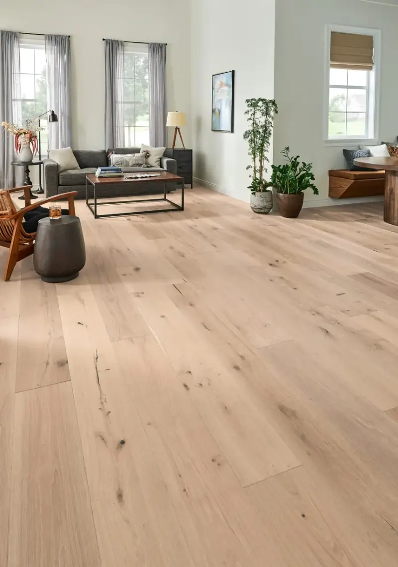 Mannington Sanctuary Seasalt White Oak Engineered Hardwood, installed in a room