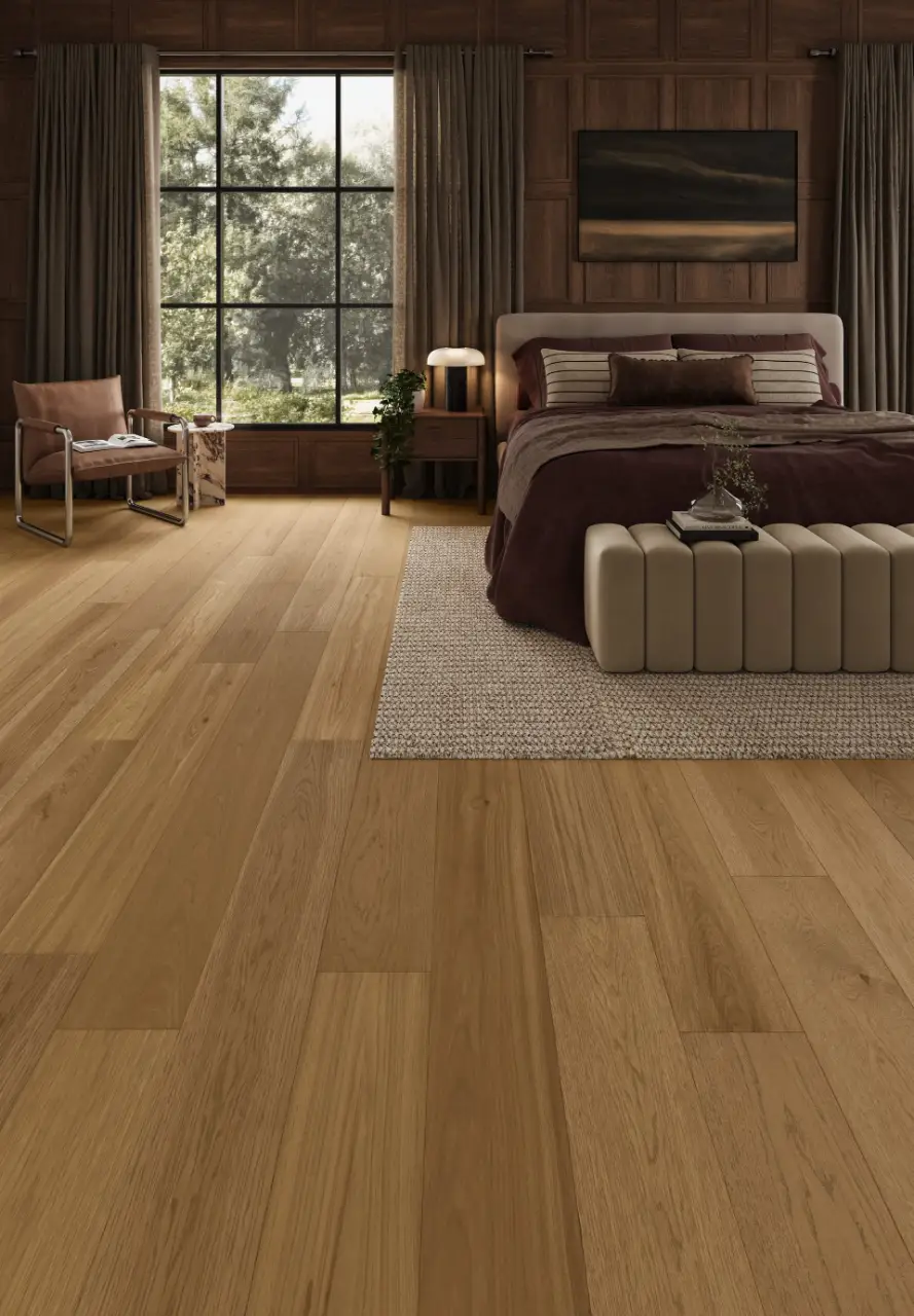 Mannington Tandem Russet Hickory Engineered Hardwood, installed in a room