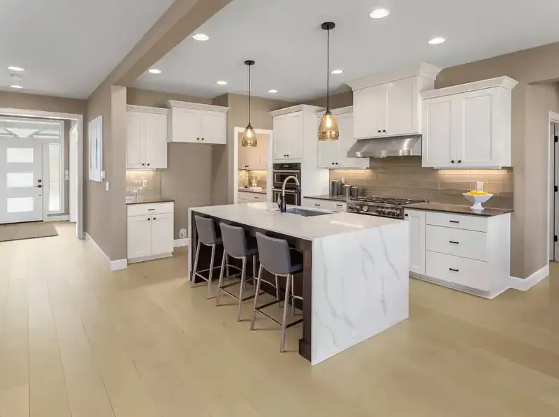 Medieval Floors Architectural Shine Crystallite European White Oak Engineered Hardwood, installed in a room