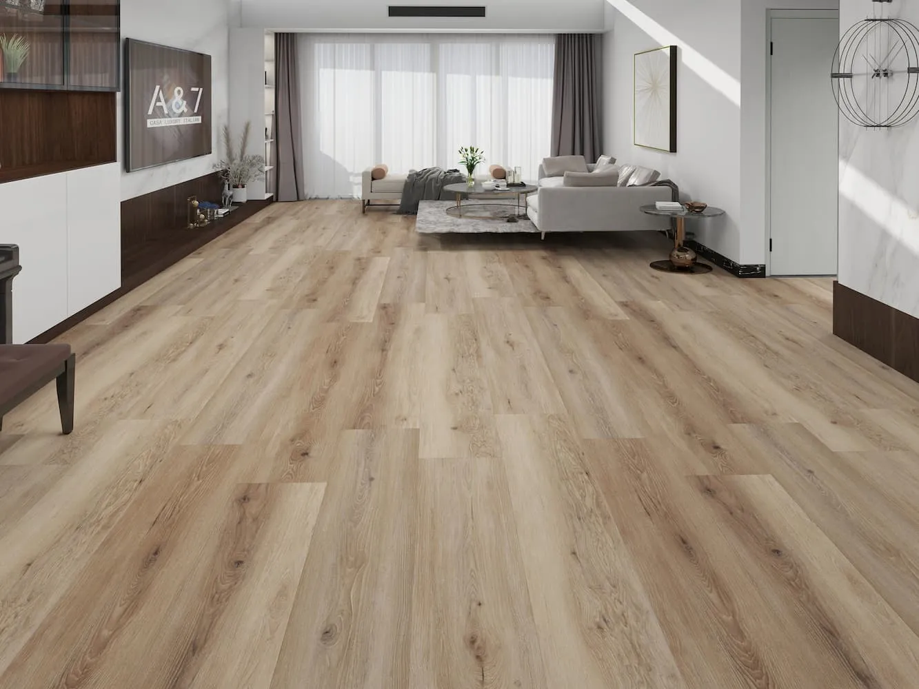 MegaClic Aquashield 12mm AC4 Arrowhead Laminate Flooring, installed in a room