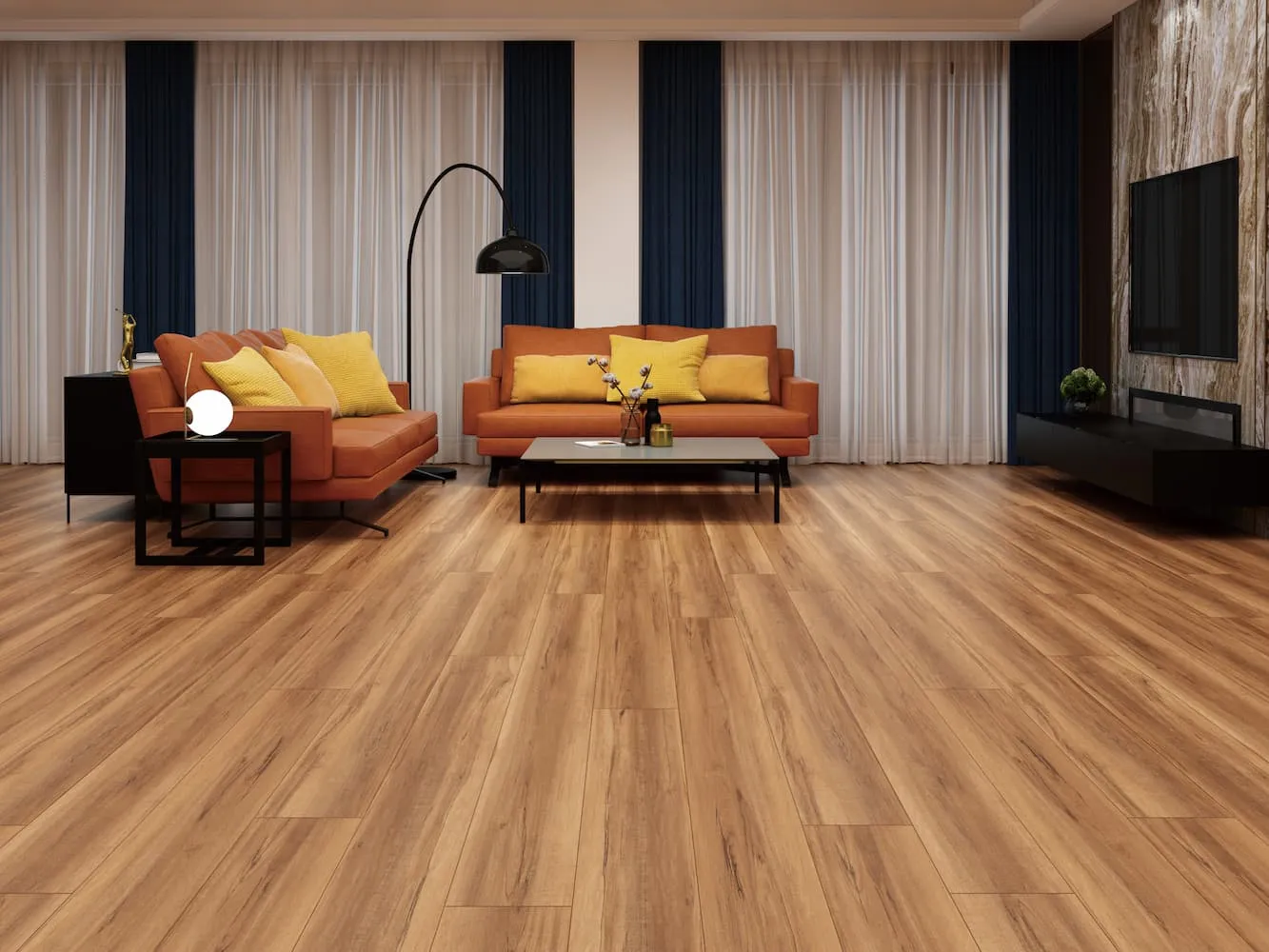 MegaClic Aquashield 12mm AC4 Ashville Laminate Flooring, installed in a room