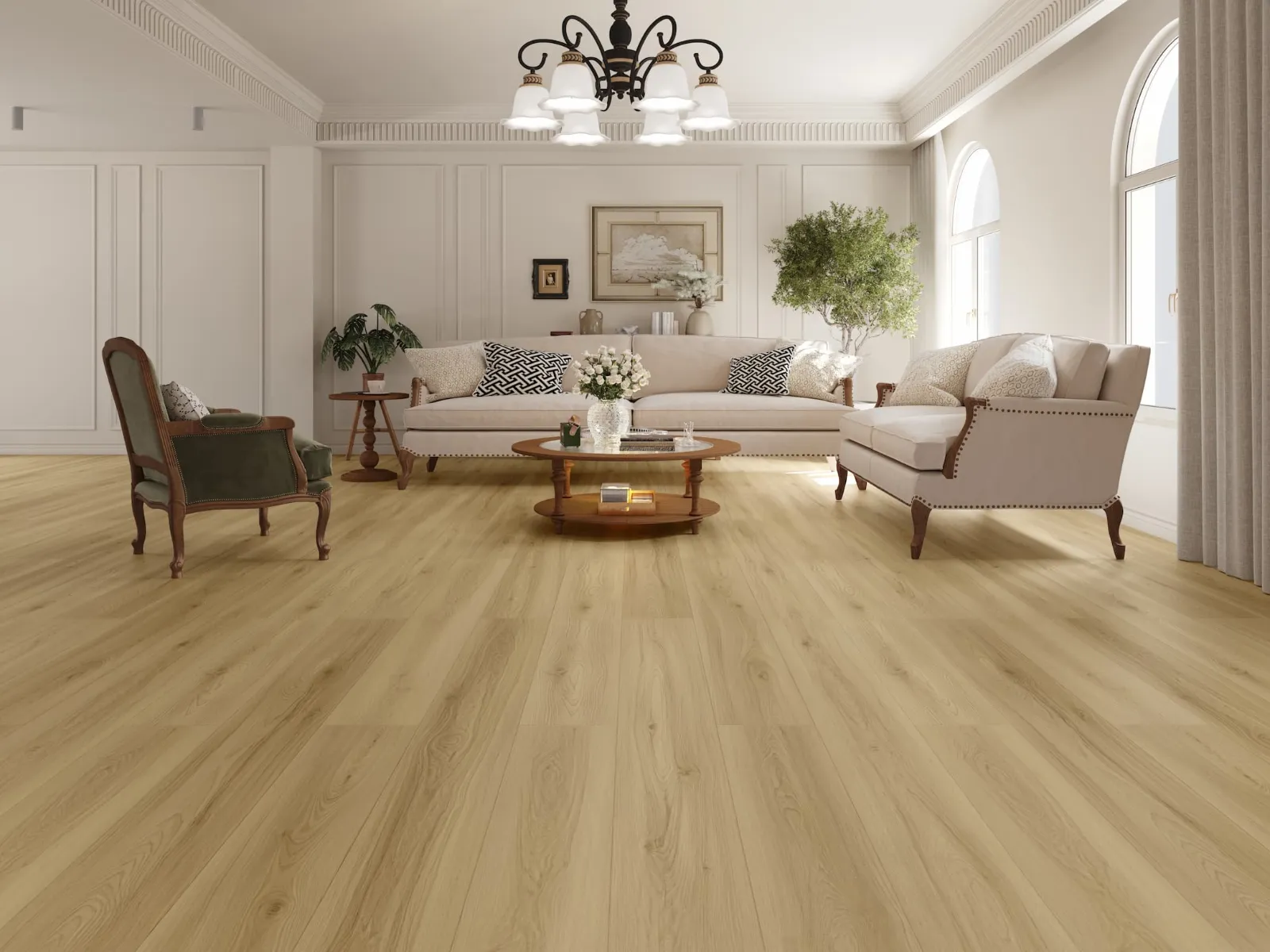 MegaClic Santerra 14mm AC5 Aveline Laminate Flooring, installed in a room