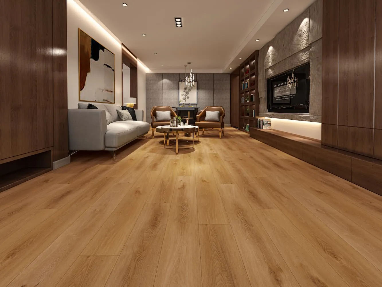MegaClic Aquashield 12mm AC4 Cornwell Laminate Flooring, installed in a room