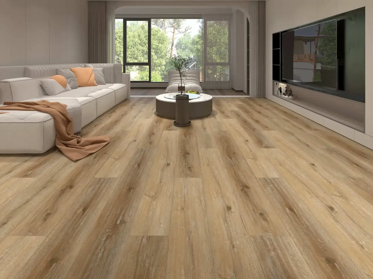 MegaClic Novelle Embered Ridge Luxury Vinyl Plank, installed in a room