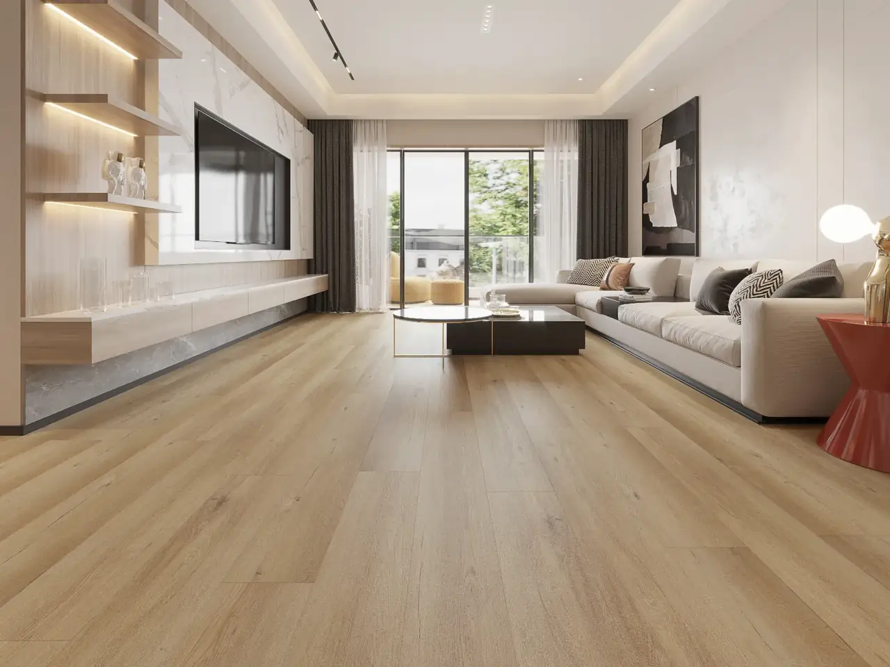 MegaClic Athens Fireweed Luxury Vinyl Plank, installed in a room