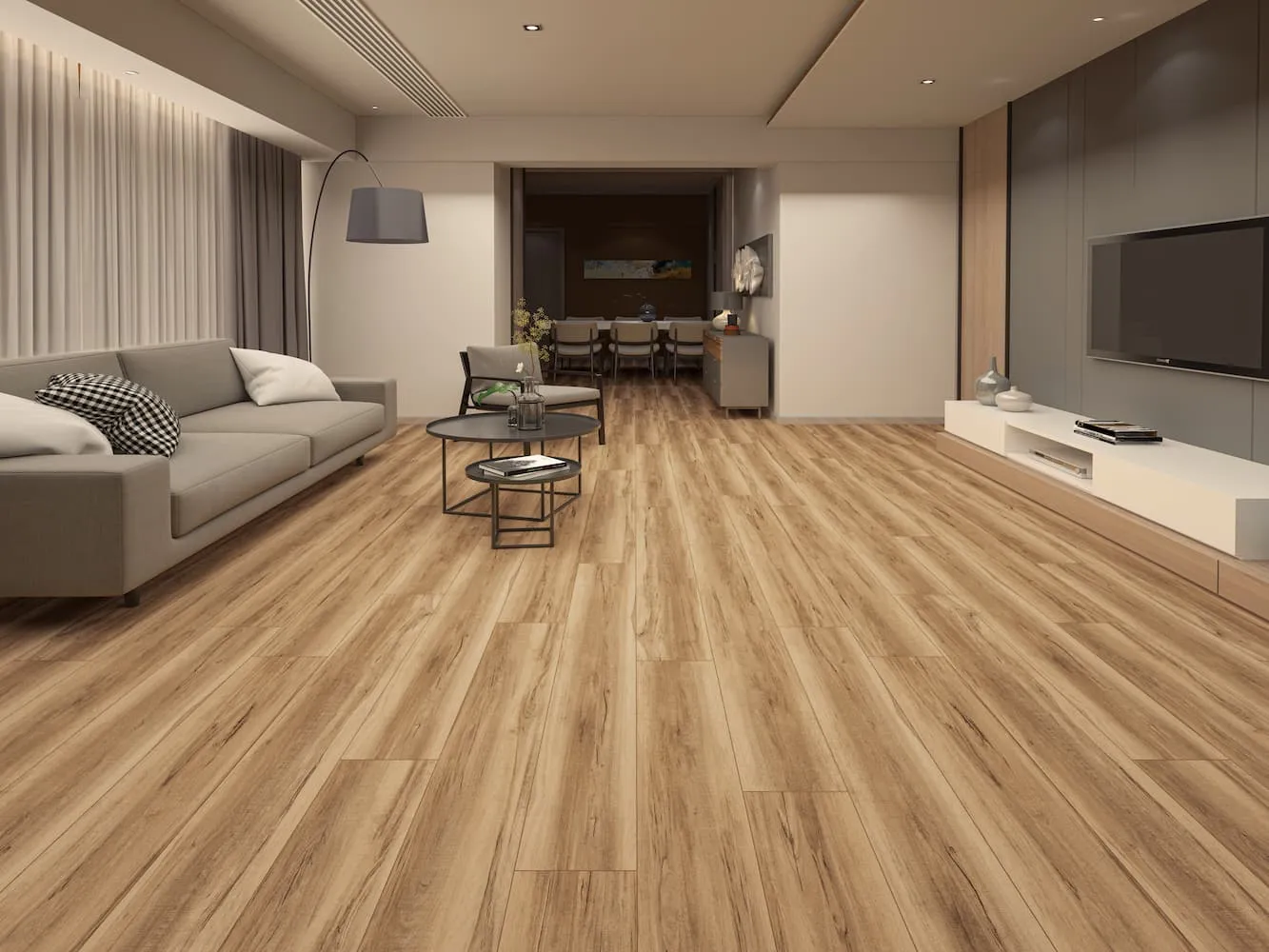 MegaClic Aquashield 12mm AC4 Lava Falls Laminate Flooring, installed in a room