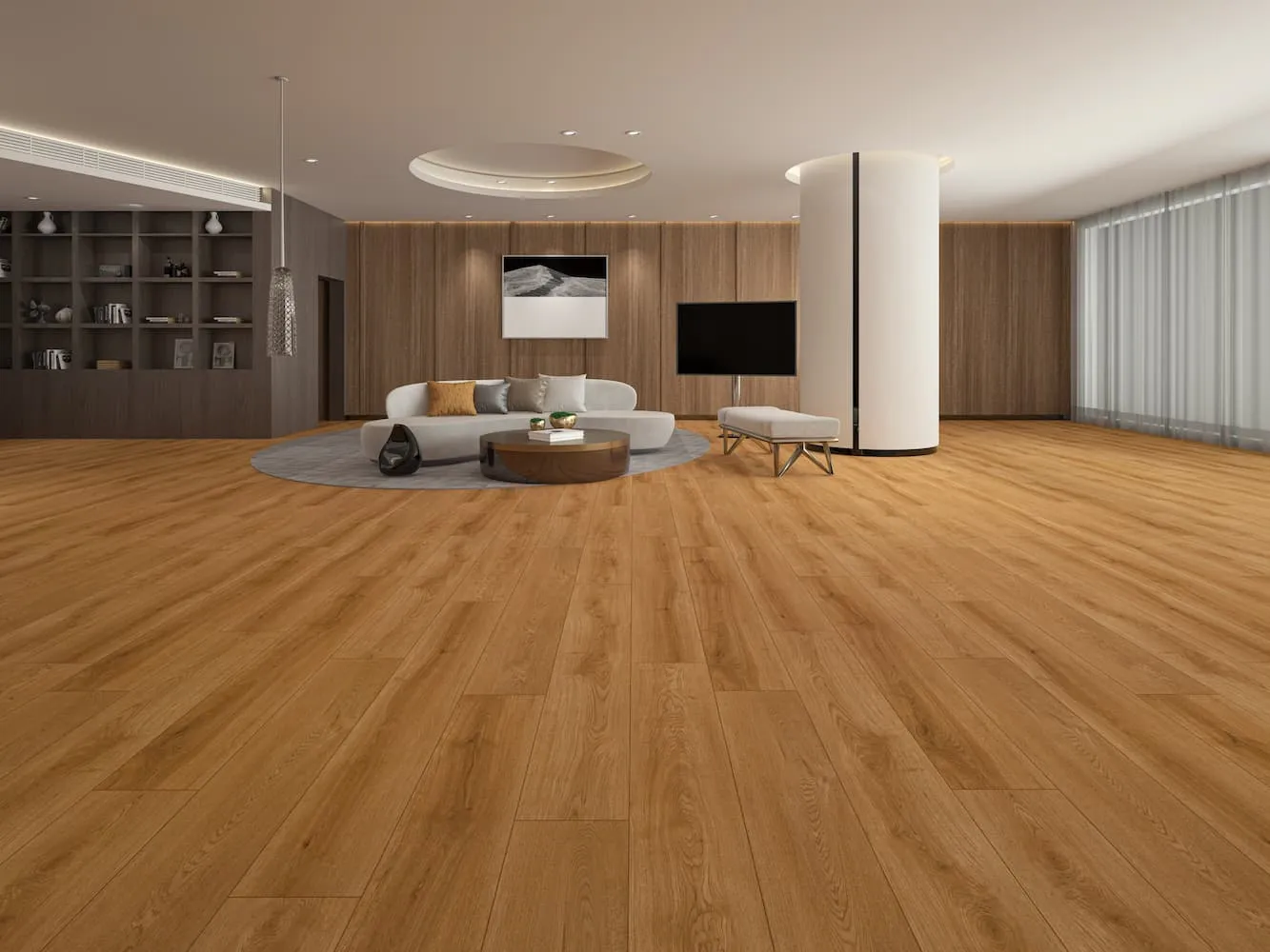 MegaClic Aquashield 12mm AC4 Milton Laminate Flooring, installed in a room