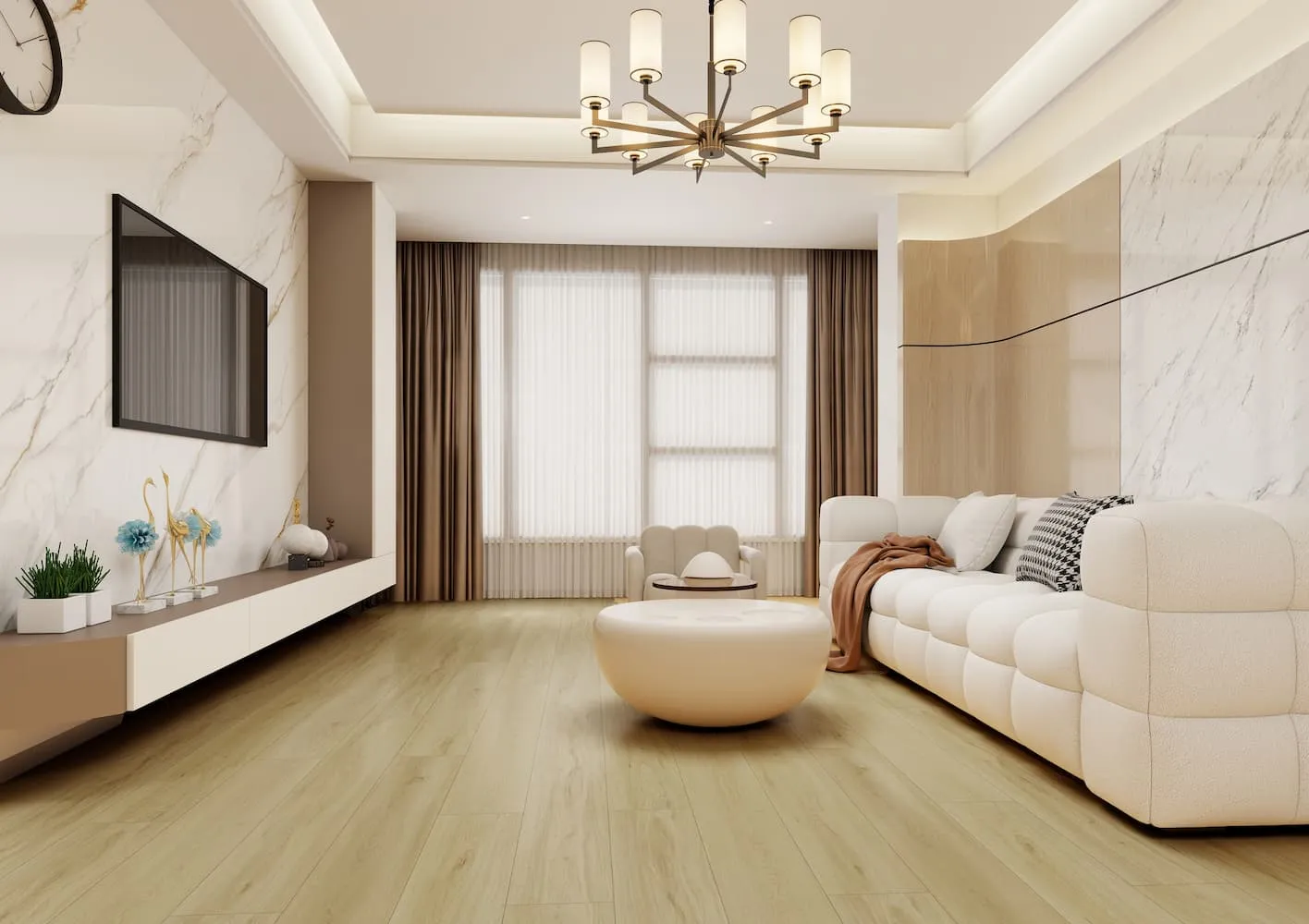MegaClic Aquashield 12mm AC4 Newton Laminate Flooring, installed in a room