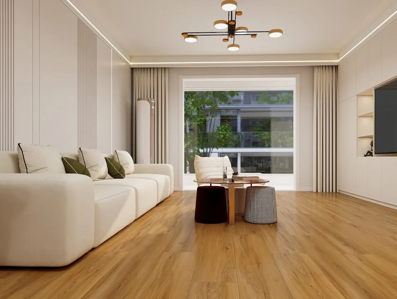 MegaClic Aquashield 12mm AC4 Paxon Laminate Flooring, installed in a room