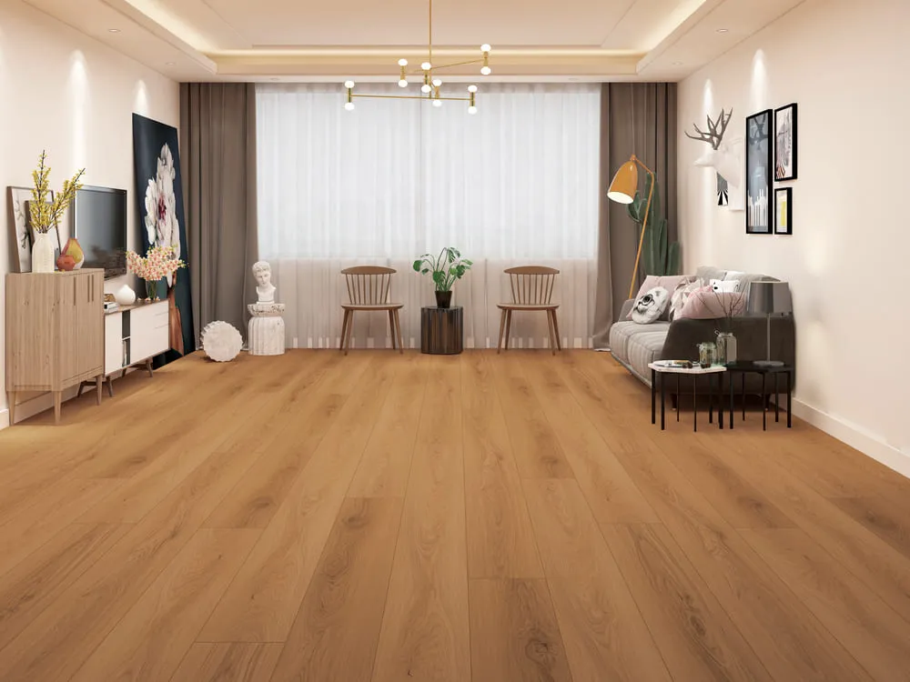 MegaClic Centennial 12mm AC4 Scarlet Laminate Flooring, installed in a room