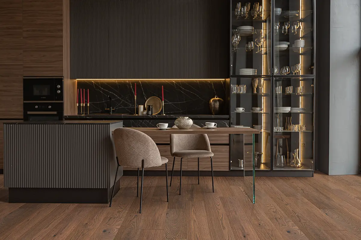 MSI Ladson Wayland Hardwood Engineered Hardwood, installed in a room