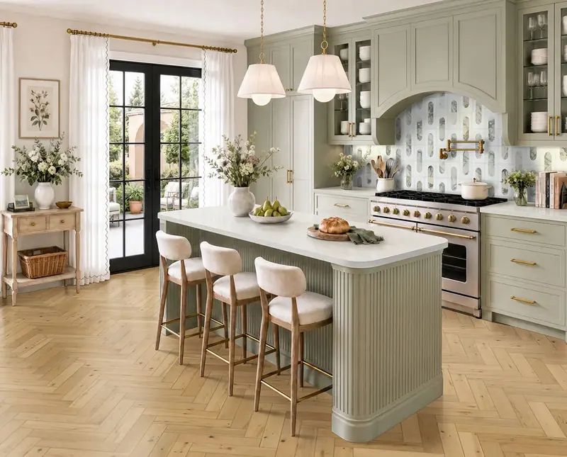 MSI McCarran Herringbone bramlett Herringbone Hardwood Engineered Hardwood, installed in a room