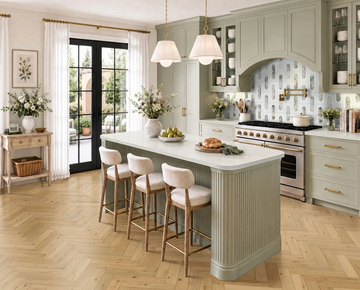 MSI McCarran Herringbone bramlett Herringbone Hardwood Engineered Hardwood, installed in a room