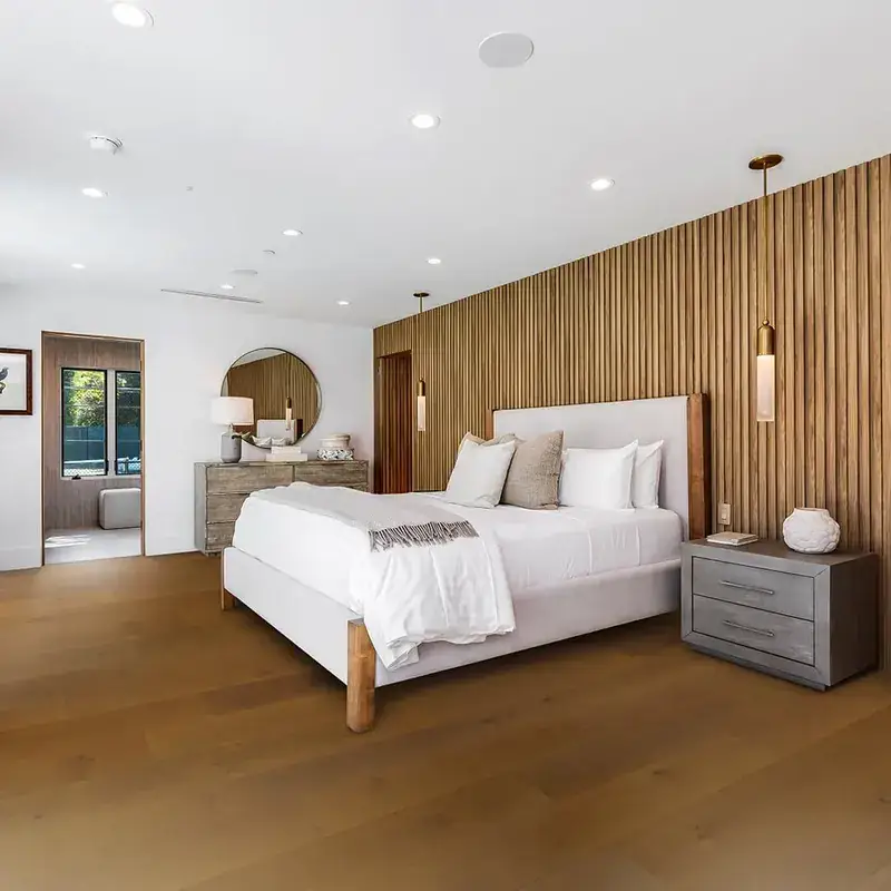 Opus Hardwood 9½″ Plank Abrahams Bay European Oak Engineered Hardwood, installed in a room